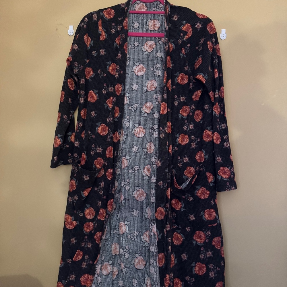 LuLaRoe Floral Long-Length Cardigan